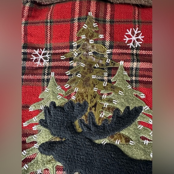 Christmas Stocking with Moose & R Monogram - Picture 4 of 5